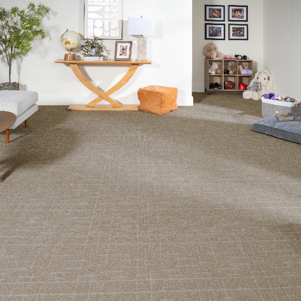 Brown Mohawk SmartStrand Carpet flooring in a living room